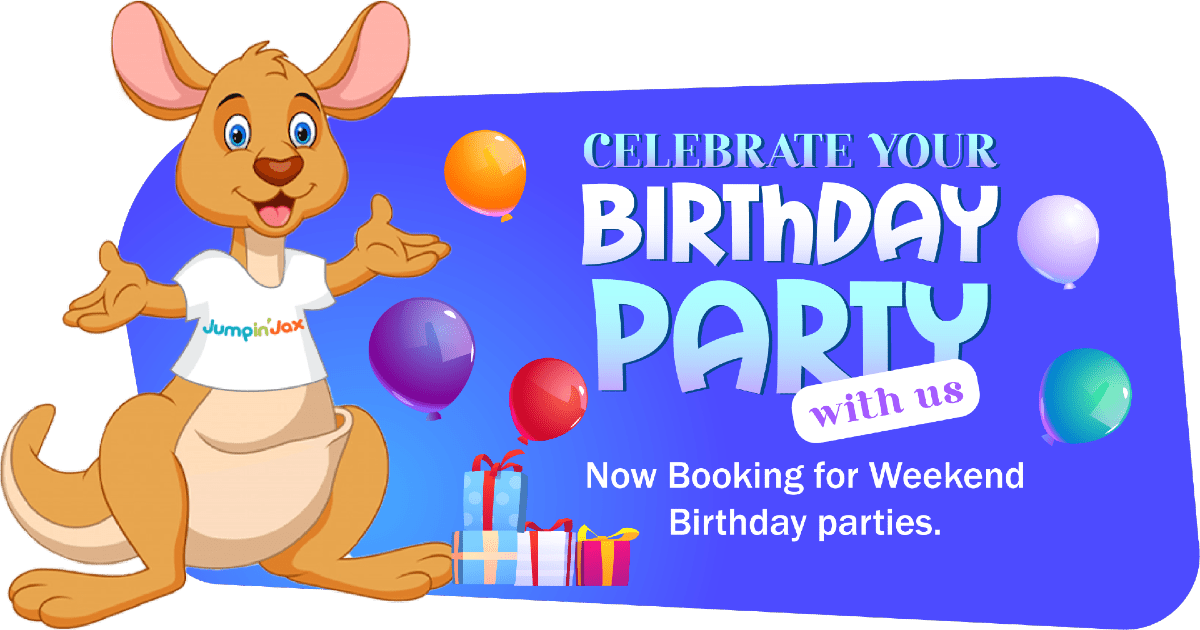 Colourful birthday party booking banner for kids’ events and celebrations