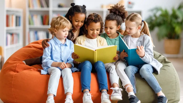 Preschool learning at Jumpin Jax in Paramus, collaborative reading.